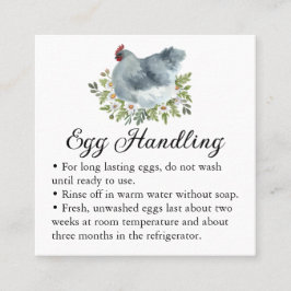 Egg Handling Care Instructions Floral Chicken Hen Quadratische Visitenkarte
