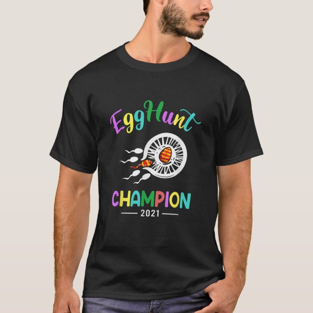 Egg Hunt Champion Funny Vater Osterschwangerschaft T-Shirt (Vorderseite)