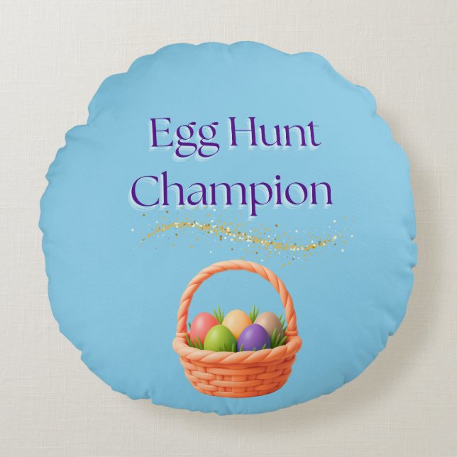 Egg Hunt Champion Rundes Kissen (Vorderseite)