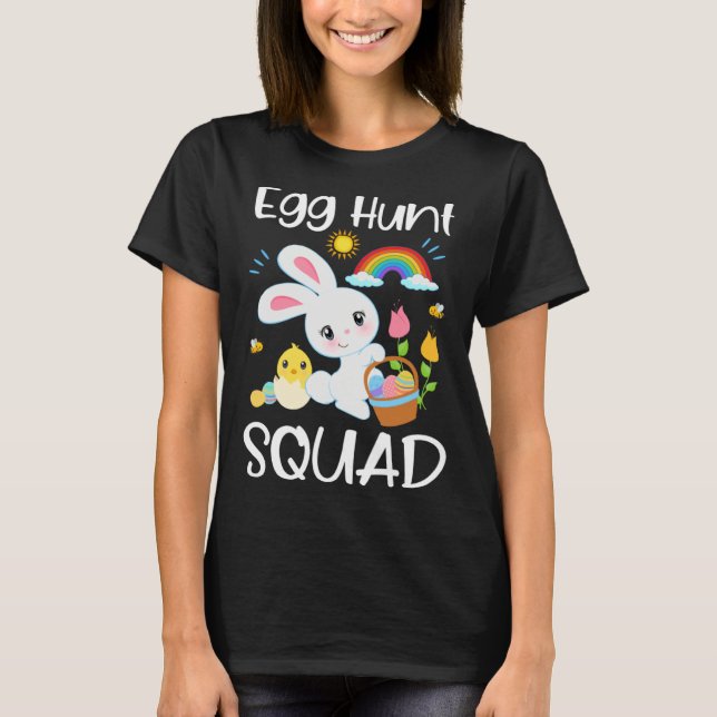 Egg Hunt Squad Cute Quote Easter Bunny Baby Chick  T-Shirt (Vorderseite)