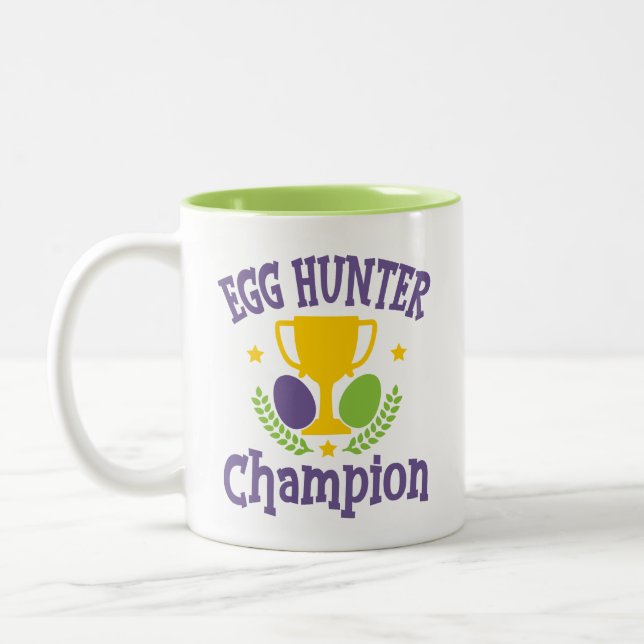 Egg Hunter Champion Moderner Osterurlaub Zweifarbige Tasse (Links)