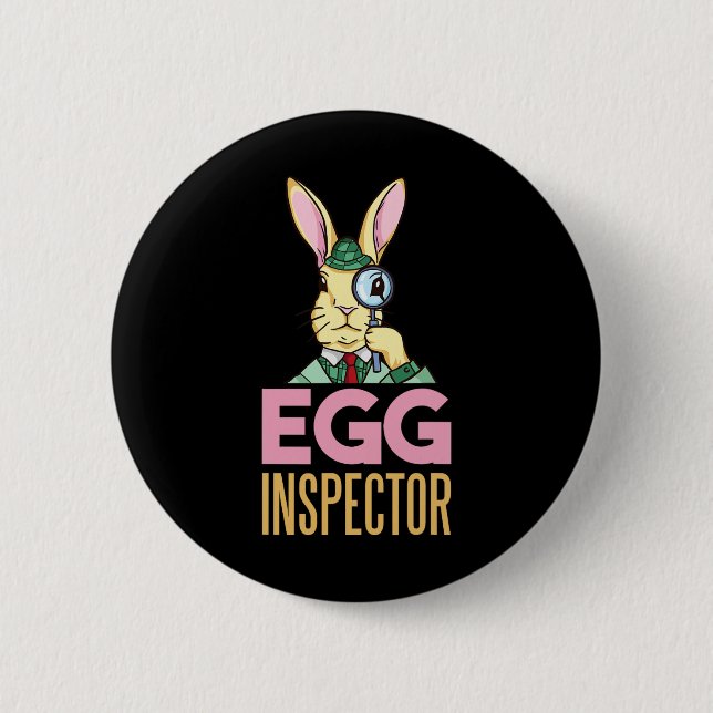 Egg Inspector Oster Bunny Funny Rabbit Egg Huntin Button (Vorderseite)
