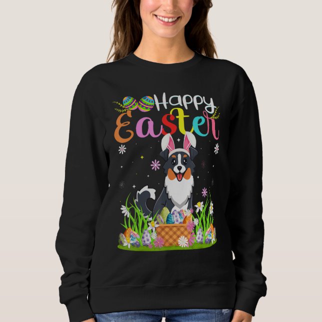 Egg Jagd Bunny Australian Shepherd Dog Happy Ea Sweatshirt (Vorderseite)