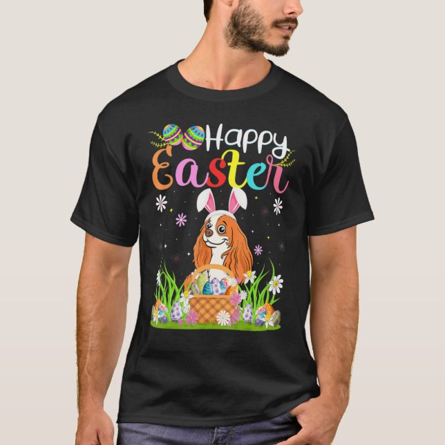 Egg Jagd Bunny Cavalier King Charles Spaniel Do T-Shirt (Vorderseite)