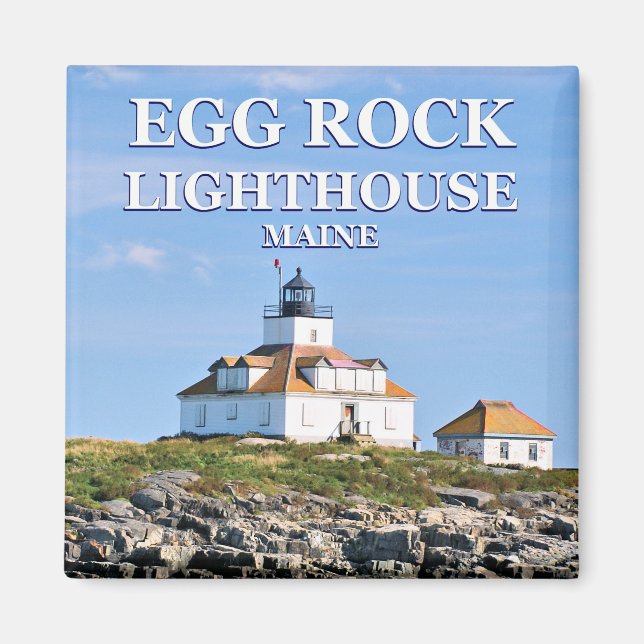 Egg Rock Lighthouse Bar Harbour Maine Square Magne Magnet (Vorne)