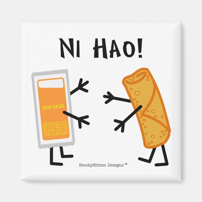Egg Roll & Duck Sauce - Ni Hao! Magnet (Vorne)