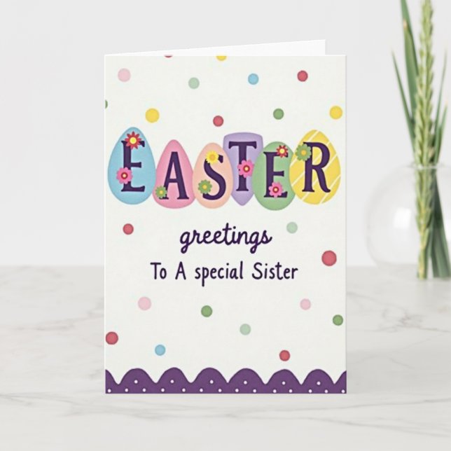 Egg Shaped Easter Sister Card Karte (Vorderseite)