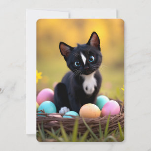 Egg-stra Niedlich: Felinis Springtime-Überraschung Feiertagskarte