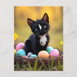 Egg-stra Niedlich: Felinis Springtime-Überraschung Feiertagspostkarte