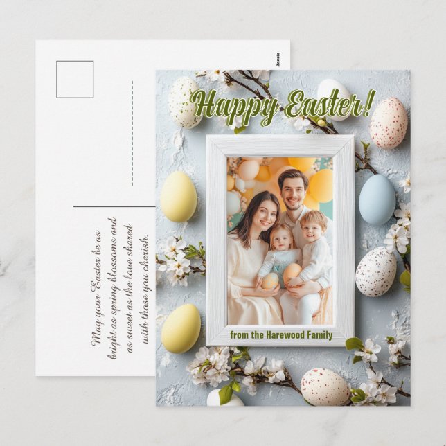 🐇 Egg-stra Niedlich Ostergrüße Feiertagspostkarte (Vorne/Hinten)