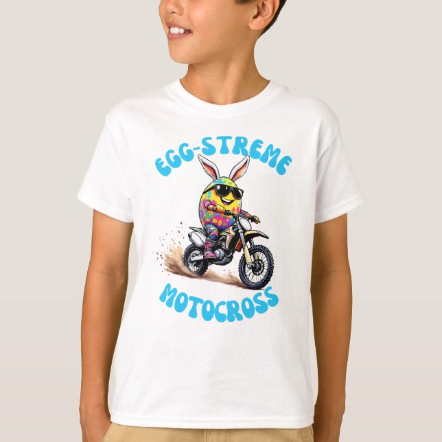 Egg-Streme Motocross - Ostern-Sprücheshirt T-Shirt (Vorderseite)
