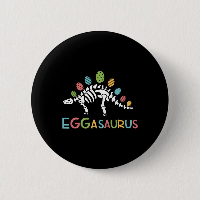 Eggasaurus Ostern Stegosaurus Dinosaur Jungen Kind Button (Vorderseite)