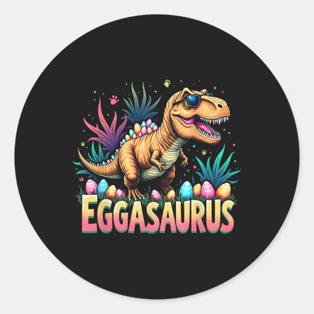 Eggasaurus Ostern Stegosaurus Dinosaur Jungen Kind Runder Aufkleber (Vorderseite)