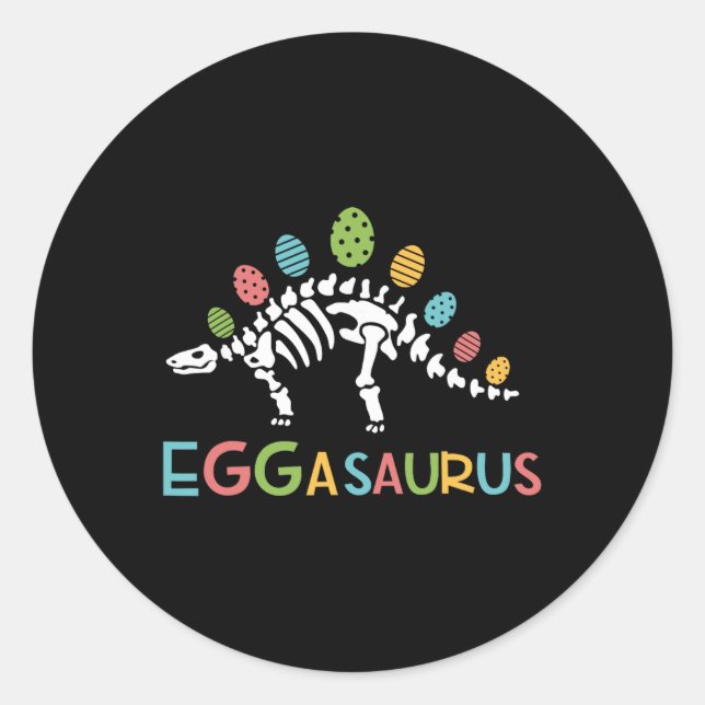 Eggasaurus Ostern Stegosaurus Dinosaur Jungen Kind Runder Aufkleber (Vorderseite)