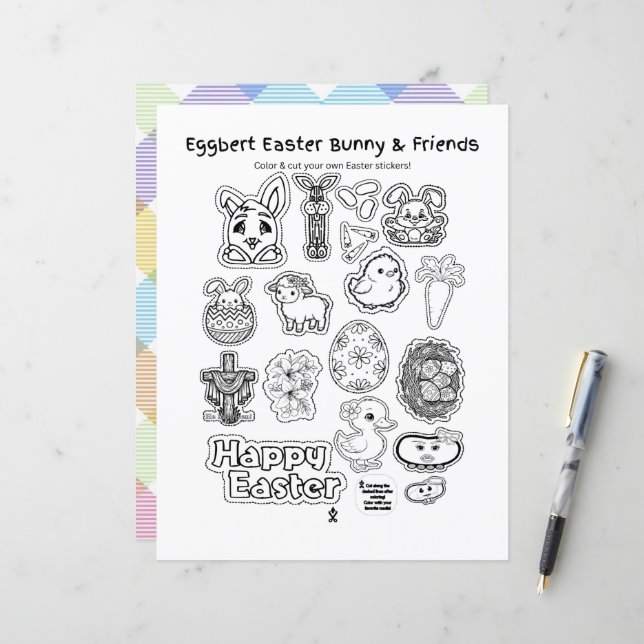 Eggbert Easter bunny and friends! Paper Sheet (Vorderseite/Rückseite Beispiel)