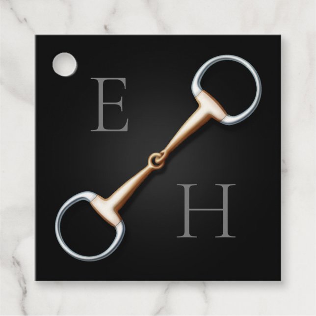 Eggbutt Snaffle Bit Mit Monogramm Reittier Geschenkanhänger (Vorderseite)