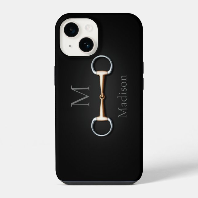 Eggbutt Snaffle Bit Mit Monogramm Reittier iPhone Hülle (Rückseite)