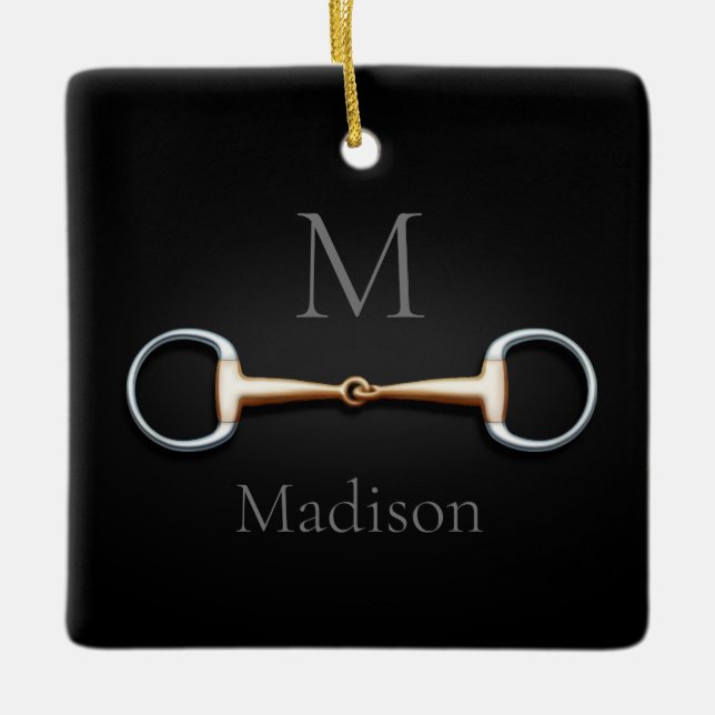 Eggbutt Snaffle Bit Mit Monogramm Reittier Keramikornament (Vorderseite)