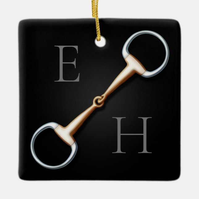 Eggbutt Snaffle Bit Mit Monogramm Reittier Keramikornament (Vorderseite)