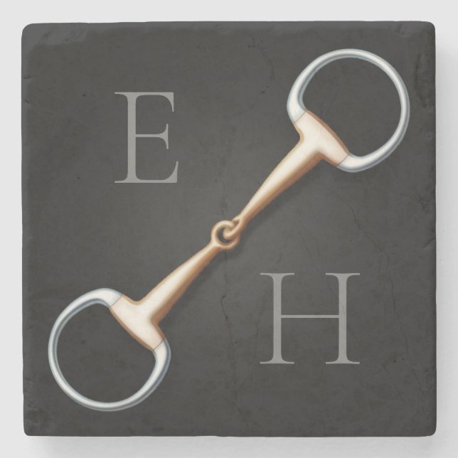 Eggbutt Snaffle Bit Mit Monogramm Reittier Steinuntersetzer (Vorderseite)