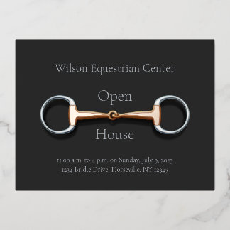 Eggbutt Snaffle Bit Reitbetrieb Folie Einladungspostkarte