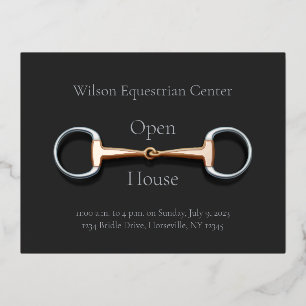 Eggbutt-Trense Reitsportgeschäft Folie Einladungspostkarte