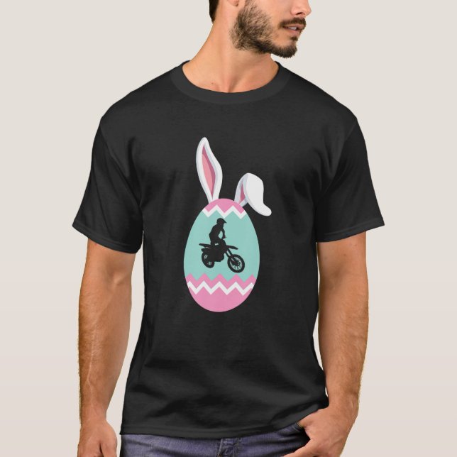 Eggcellent Dirt Bike Osterfeier Bunny Ears Geschen T-Shirt (Vorderseite)