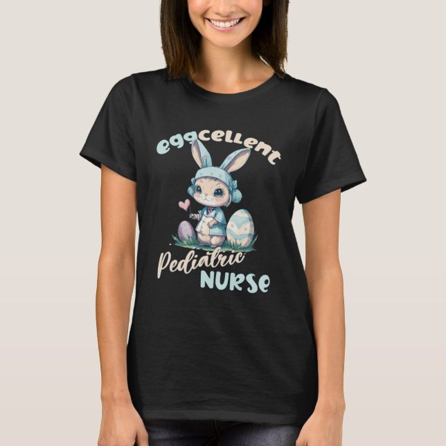 Eggcellent Pediatric Nurse Easter Bunny Pun T-Shirt (Vorderseite)