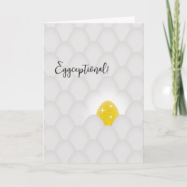 Eggceptional! Yellow Glitter Egg Congratulations Karte (Vorderseite)