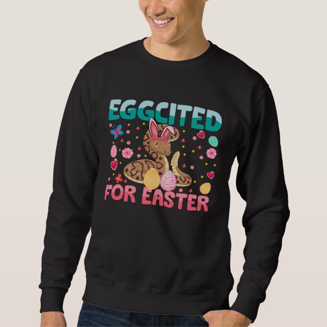 Eggcited For Easter Bunny Ball Python Rabbit Kids Sweatshirt (Vorderseite)