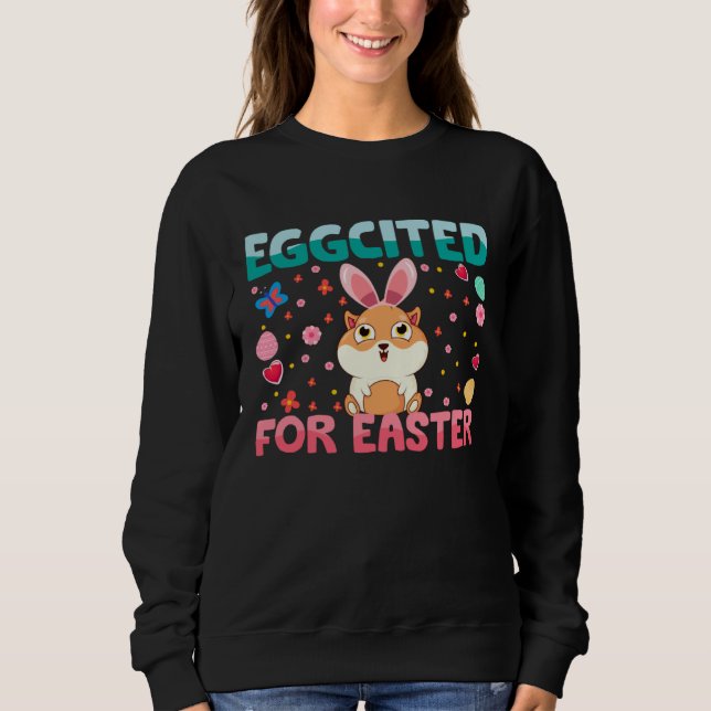 Eggcited For Easter Bunny Guinea Pig Rabbit Kids Sweatshirt (Vorderseite)