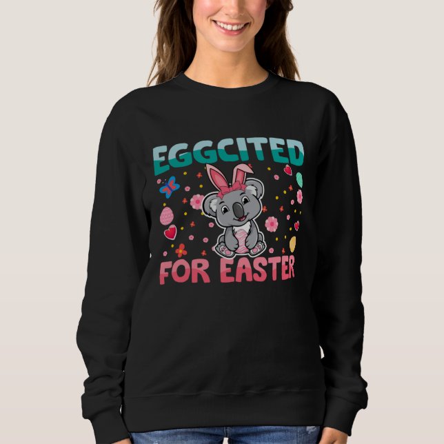 Eggcited For Easter Bunny Koala Rabbit Kids Sweatshirt (Vorderseite)