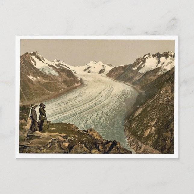Eggishorn, Grand Aletsch Glacier, mit Jungfrau, M Postkarte (Vorderseite)