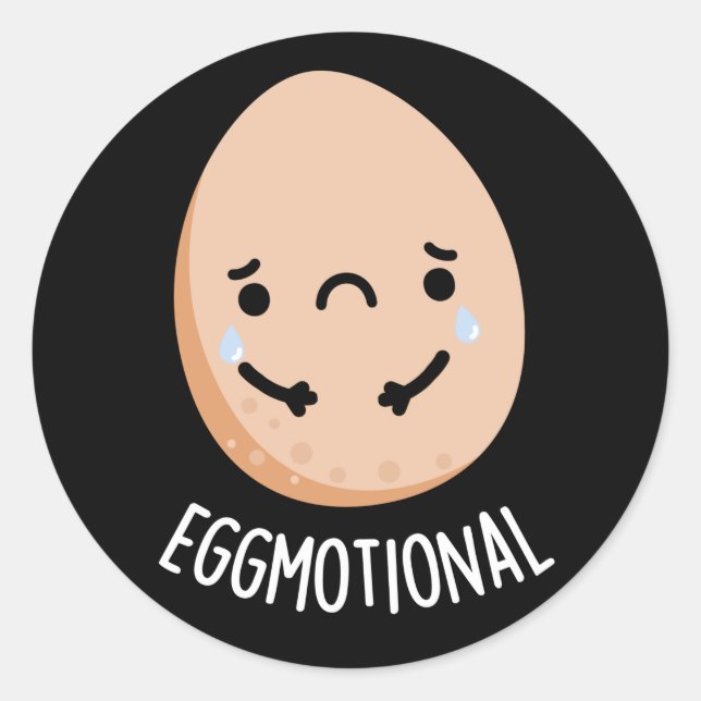 Eggmotional Funny Emotional Egs Pun Dark BG Runder Aufkleber (Vorderseite)