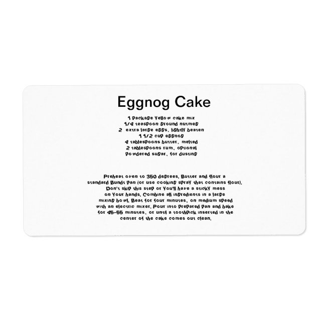 Eggnog Cake-Rezepte (Vorne)