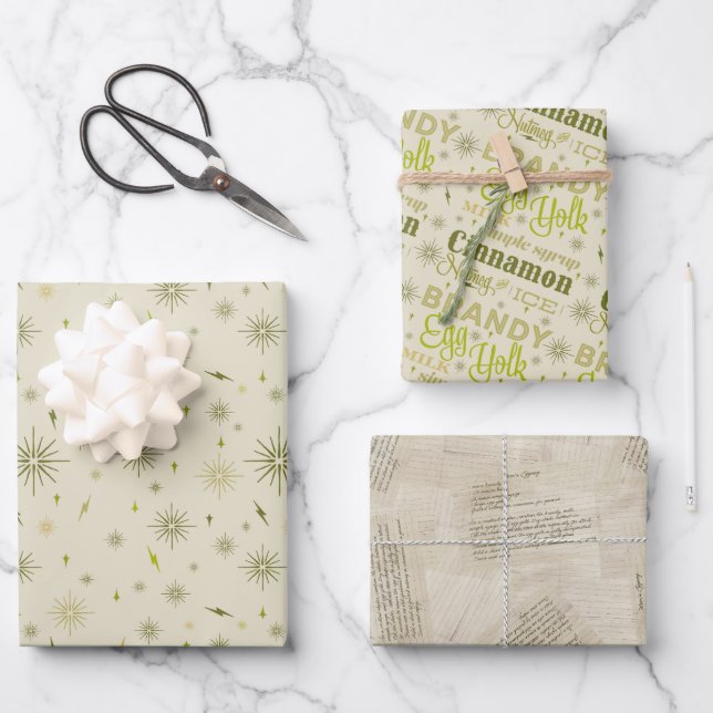 Eggnog Collection - Avocado Geschenkpapier Set (Vorderseite)