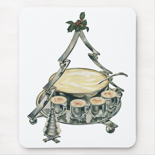 Eggnog in einer Weihnachtsbaum-Punch Bowl Mousepad (Vorne)