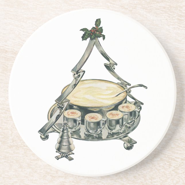 Eggnog in einer Weihnachtsbaum-Punch Bowl Untersetzer (Vorne)