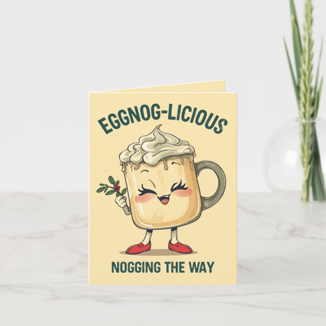 Eggnog-licious – Funny Christmas Eggnog Pun  Karte (Vorderseite)