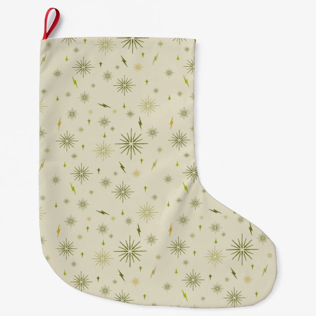Eggnog Snowflakes - Avocado Großer Weihnachtsstrumpf (Vorderseite)
