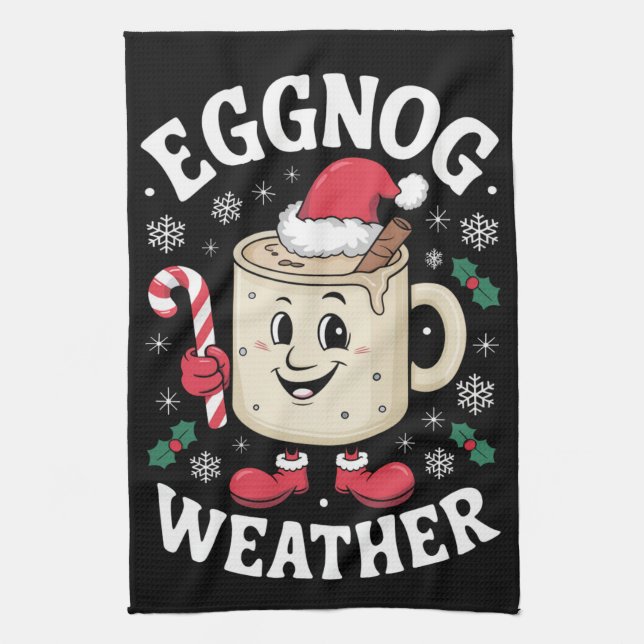 Eggnog Weather Christmas Retro Geschirrtuch (Vertikal)