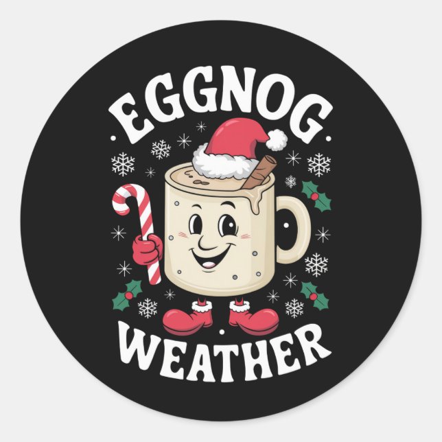 Eggnog Weather Christmas Retro Runder Aufkleber (Vorderseite)
