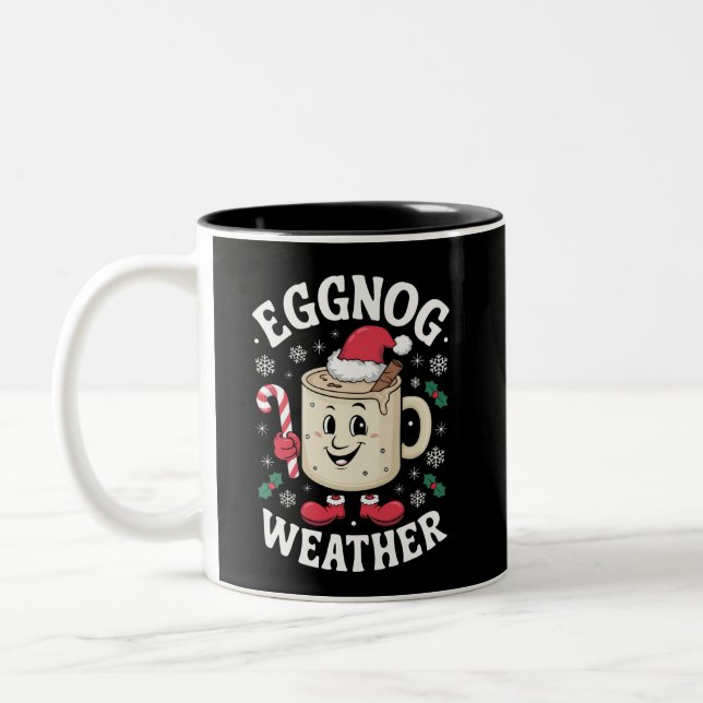 Eggnog Weather Christmas Retro Zweifarbige Tasse (Links)
