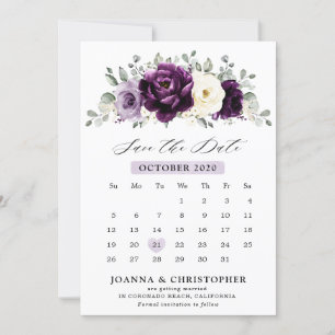 Eggpflanze Lila Pflaume Elfenbeinblütenkalender Save The Date