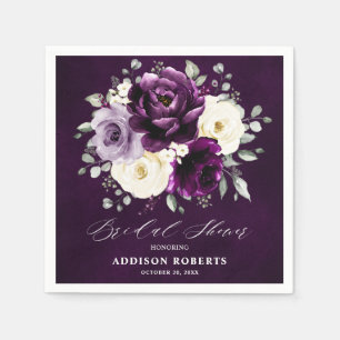 Eggpflanze Lila Pflaume Elfenbeinweißes Brautparty Serviette