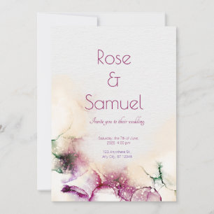 Eggplant Alcohol Ink Elegante Hochzeit Einladung
