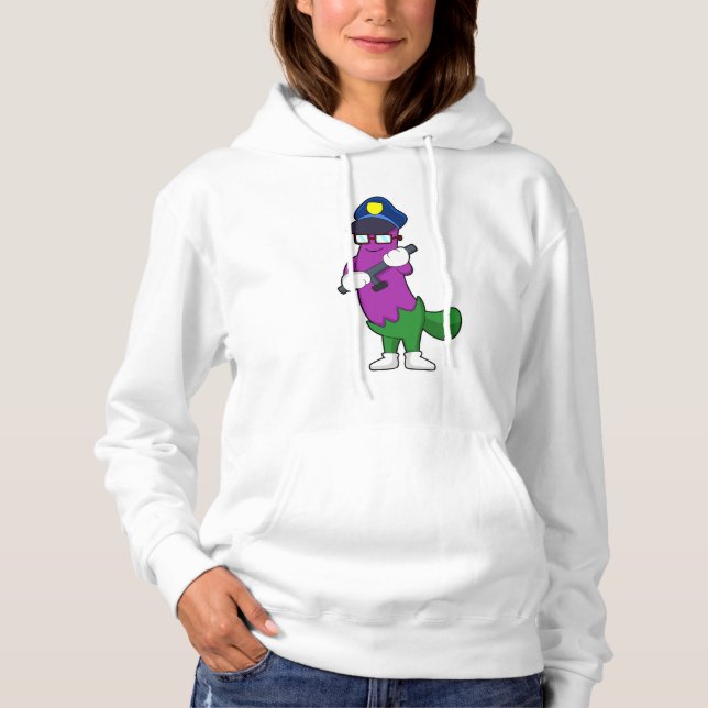 Eggplant als Polizeibeamter mit Baton Hoodie (Vorderseite)