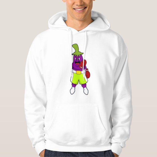 Eggplant beim Boxen mit Boxhandschuhen Hoodie (Vorderseite)