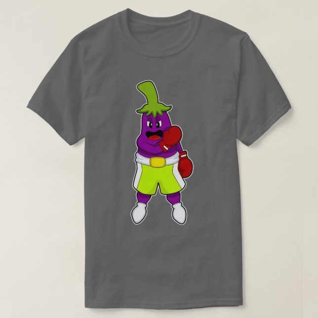 Eggplant beim Boxen mit Boxhandschuhen T-Shirt (Design vorne)