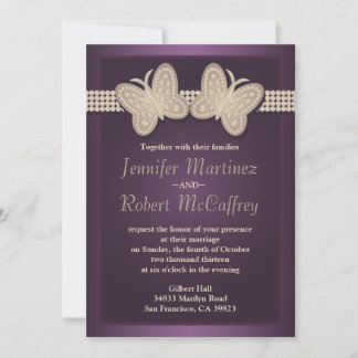 Eggplant Butterfly Hochzeitseinladungen Einladung